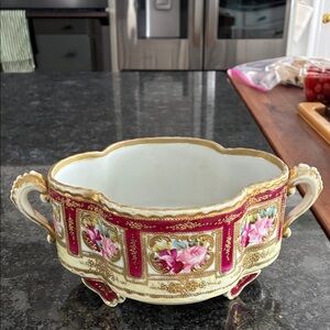 Antique Elegant Floral Porcelain Bowl
